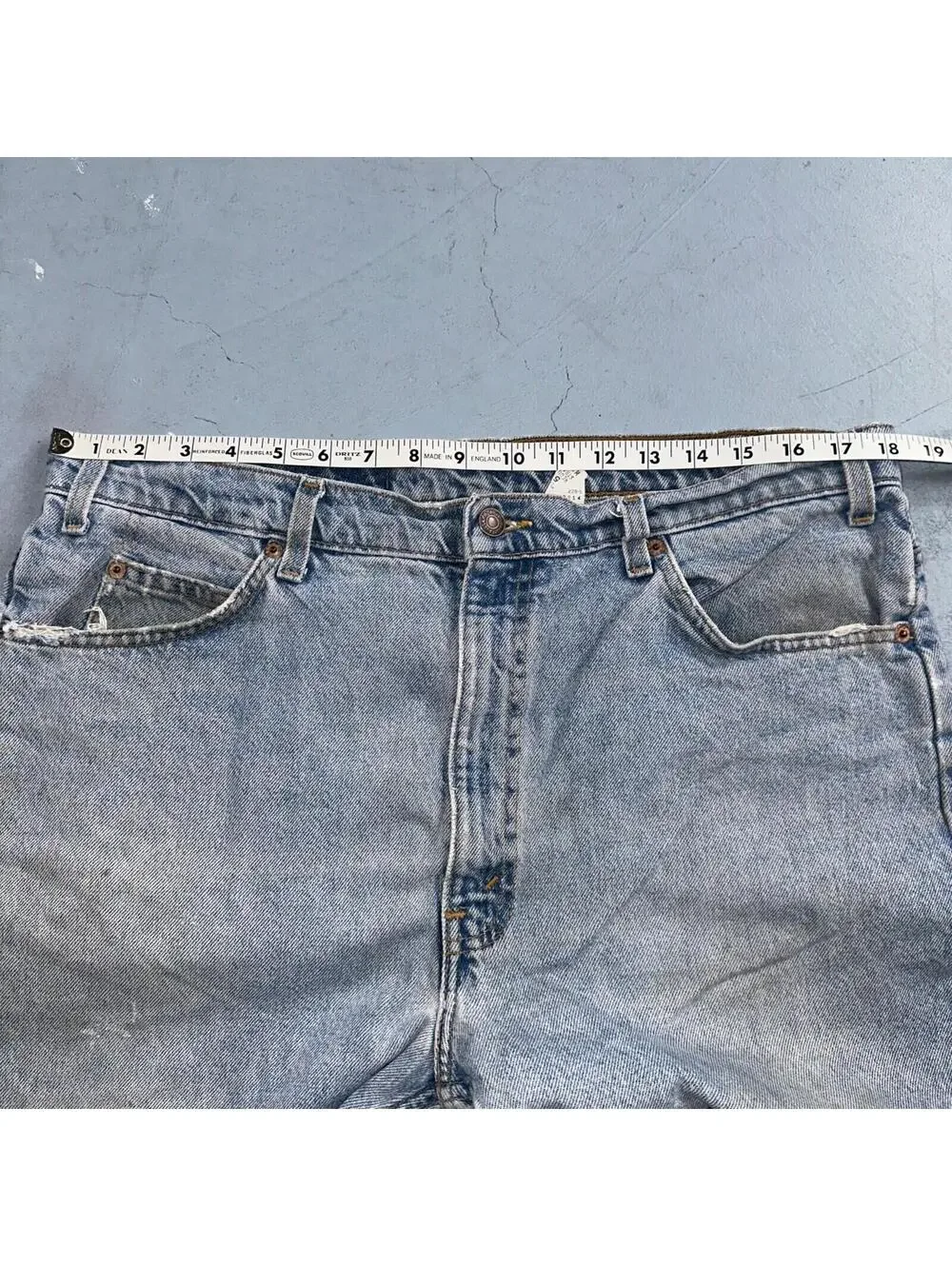 Levis 505 Vintage 90s Mexico Orange Tab Jeans 38x32 Blue Light Wash Act 36x30